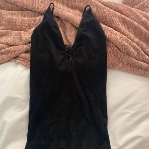 Free People Black Ribbed Top